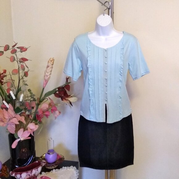 NWT Womens Summer Tunic Tops Short Sleeve Scoop Neck Casual Loose Blouse M 8 10 - Picture 2 of 9